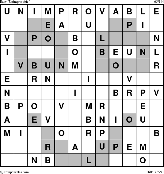 The grouppuzzles.com Easy Unimprovable puzzle for 