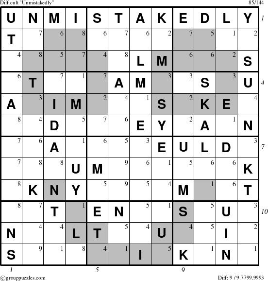 The grouppuzzles.com Difficult Unmistakedly puzzle for , suitable for printing, with all 9 steps marked