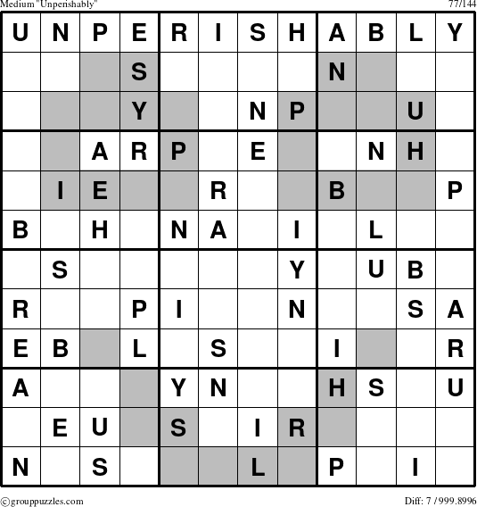 The grouppuzzles.com Medium Unperishably puzzle for 