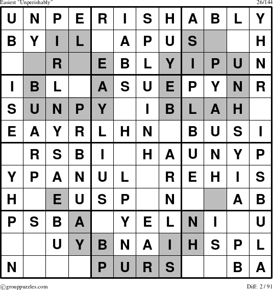 The grouppuzzles.com Easiest Unperishably puzzle for 