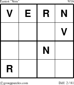 The grouppuzzles.com Easiest Vern puzzle for 