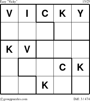 The grouppuzzles.com Easy Vicky puzzle for 