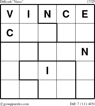 The grouppuzzles.com Difficult Vince puzzle for 