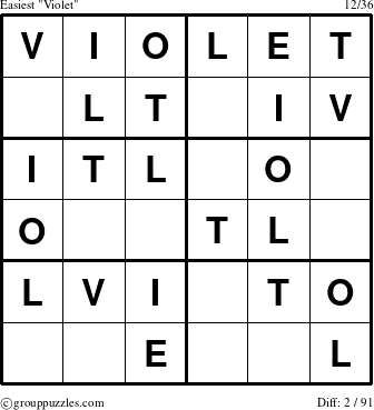 The grouppuzzles.com Easiest Violet puzzle for 