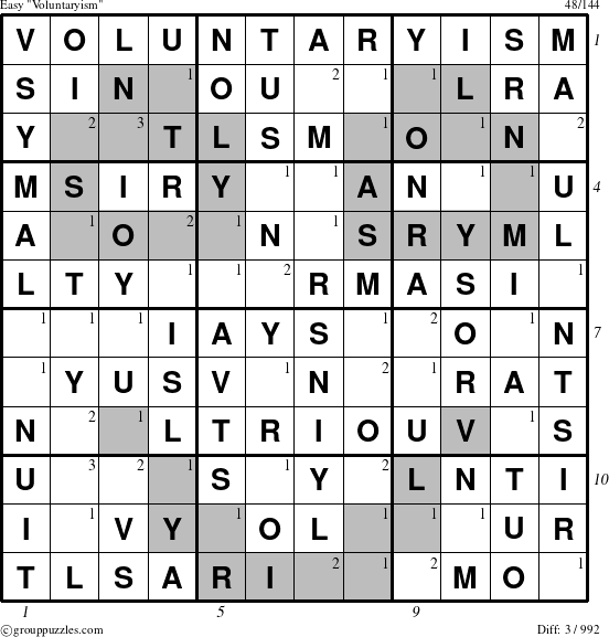 The grouppuzzles.com Easy Voluntaryism puzzle for  with all 3 steps marked