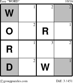 The grouppuzzles.com Easy WORD-c1 puzzle for  with the first 3 steps marked