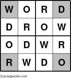 The grouppuzzles.com Answer grid for the WORD puzzle for 