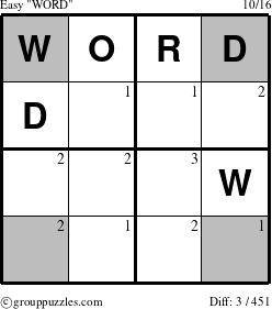 The grouppuzzles.com Easy WORD puzzle for  with the first 3 steps marked