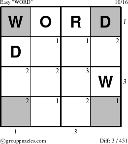 The grouppuzzles.com Easy WORD puzzle for  with all 3 steps marked