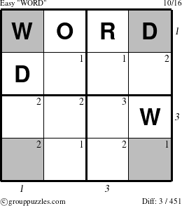 The grouppuzzles.com Easy WORD puzzle for , suitable for printing, with all 3 steps marked