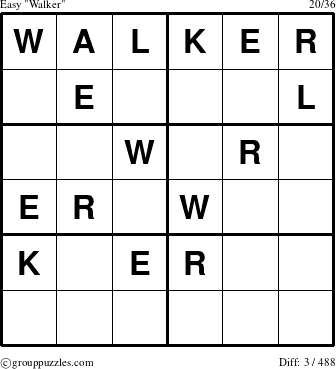 The grouppuzzles.com Easy Walker puzzle for 
