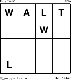 The grouppuzzles.com Easy Walt puzzle for 