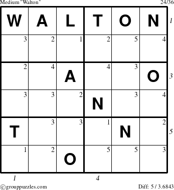 The grouppuzzles.com Medium Walton puzzle for  with all 5 steps marked
