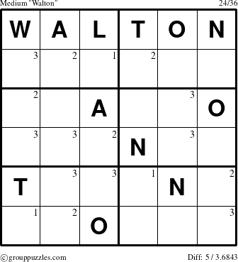 The grouppuzzles.com Medium Walton puzzle for  with the first 3 steps marked