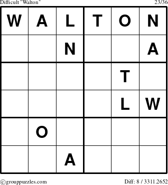 The grouppuzzles.com Difficult Walton puzzle for 