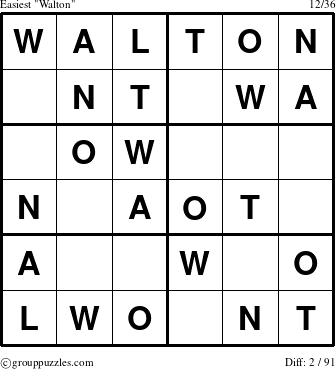 The grouppuzzles.com Easiest Walton puzzle for 