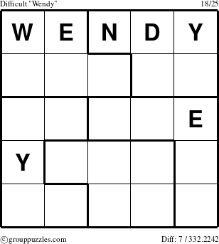 The grouppuzzles.com Difficult Wendy puzzle for 