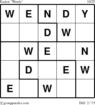 The grouppuzzles.com Easiest Wendy puzzle for 