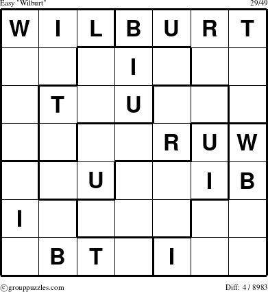 The grouppuzzles.com Easy Wilburt puzzle for 