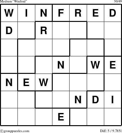 The grouppuzzles.com Medium Winfred puzzle for 
