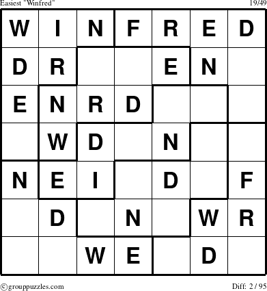 The grouppuzzles.com Easiest Winfred puzzle for 