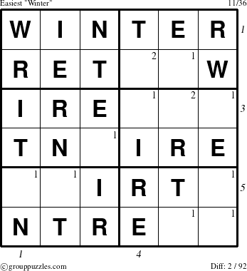 The grouppuzzles.com Easiest Winter puzzle for  with all 2 steps marked