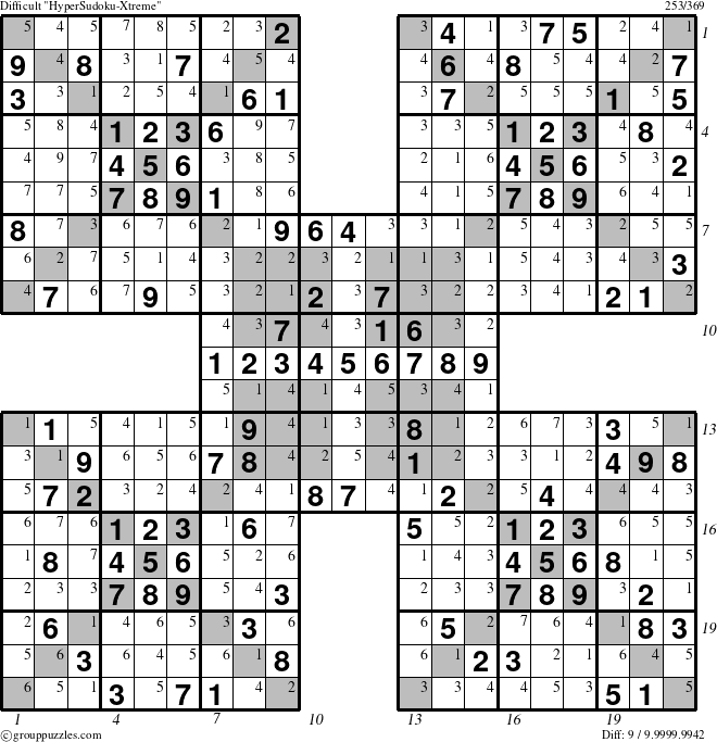 The grouppuzzles.com Difficult cover-HyperXtreme puzzle for  with all 9 steps marked