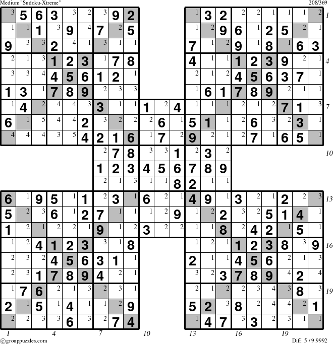 The grouppuzzles.com Medium cover-Xtreme puzzle for , suitable for printing, with all 5 steps marked