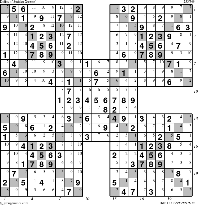 The grouppuzzles.com Difficult cover-Xtreme puzzle for  with all 12 steps marked