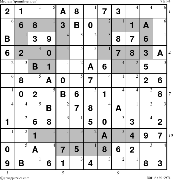 The grouppuzzles.com Medium tpsmith-serious puzzle for  with all 6 steps marked