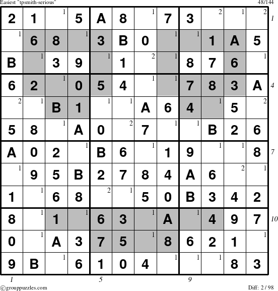 The grouppuzzles.com Easiest tpsmith-serious puzzle for  with all 2 steps marked