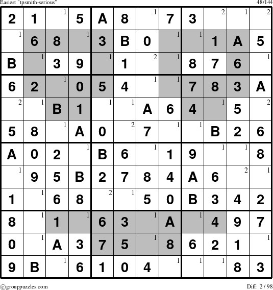 The grouppuzzles.com Easiest tpsmith-serious puzzle for  with the first 2 steps marked