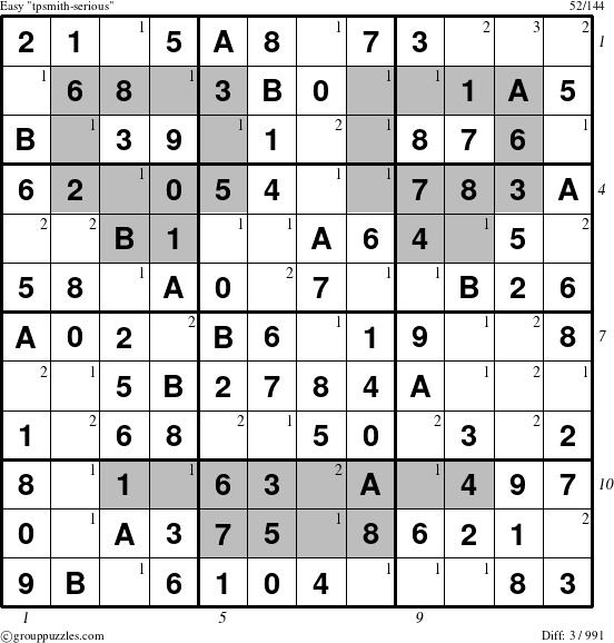 The grouppuzzles.com Easy tpsmith-serious puzzle for , suitable for printing, with all 3 steps marked