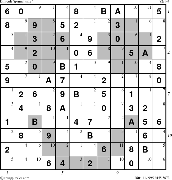 The grouppuzzles.com Difficult tpsmith-silly puzzle for  with all 11 steps marked