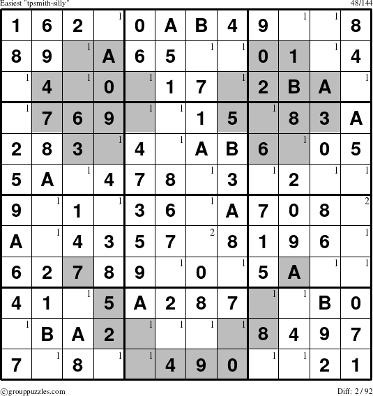 The grouppuzzles.com Easiest tpsmith-silly puzzle for  with the first 2 steps marked