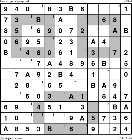 The grouppuzzles.com Easiest tpsmith-surprised puzzle for  with the first 2 steps marked