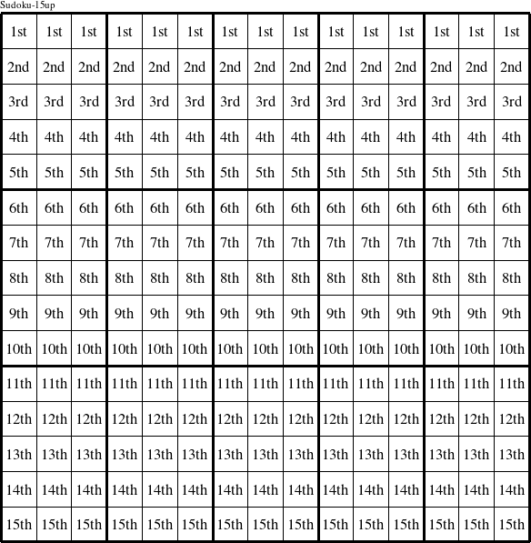 Each row is a group numbered as shown in this Sudoku-15up figure.