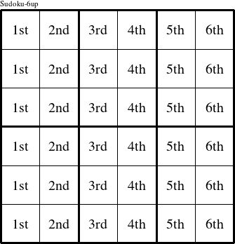 Each column is a group numbered as shown in this Sudoku-6up figure.