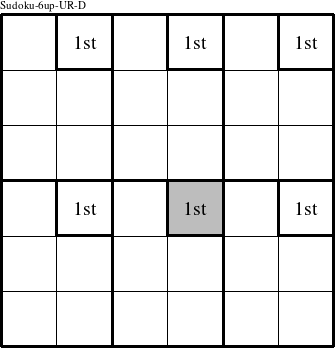 The upper right corners of each rectangle are a group and are marked with '1st' in this Sudoku-6up-UR-D figure.