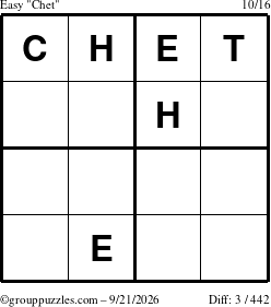 The grouppuzzles.com Easy Chet puzzle for Monday September 21, 2026