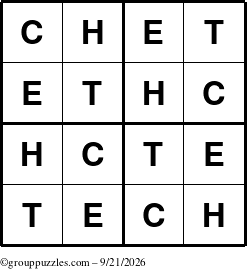 The grouppuzzles.com Answer grid for the Chet puzzle for Monday September 21, 2026