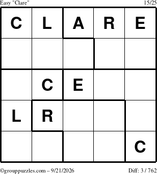 The grouppuzzles.com Easy Clare puzzle for Monday September 21, 2026