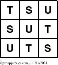 The grouppuzzles.com Answer grid for the TicTac-STU puzzle for Thursday November 14, 2024