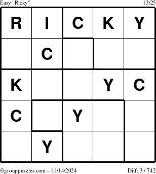 The grouppuzzles.com Easy Ricky puzzle for Thursday November 14, 2024