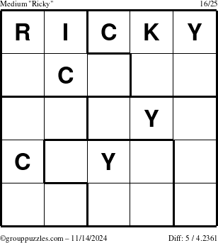 The grouppuzzles.com Medium Ricky puzzle for Thursday November 14, 2024