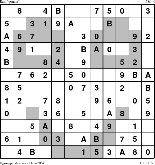 The grouppuzzles.com Easy tpsmith puzzle for Thursday November 14, 2024