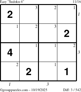 The grouppuzzles.com Easy Sudoku-4 puzzle for Sunday October 19, 2025 with all 3 steps marked