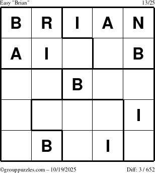 The grouppuzzles.com Easy Brian puzzle for Sunday October 19, 2025