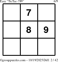 The grouppuzzles.com Easy TicTac-789 puzzle for Sunday October 19, 2025