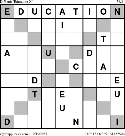 The grouppuzzles.com Difficult Education-X puzzle for Sunday October 19, 2025